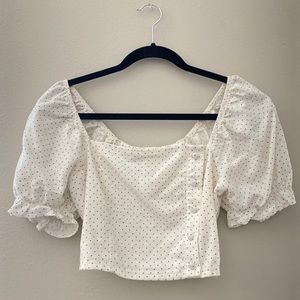 Puffy Sleeve polka dot cropped top